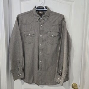 Cowboy Up Western Shirt Mens XXL Brown Blue Plaid Classic Fit  Rodeo Ranch Work